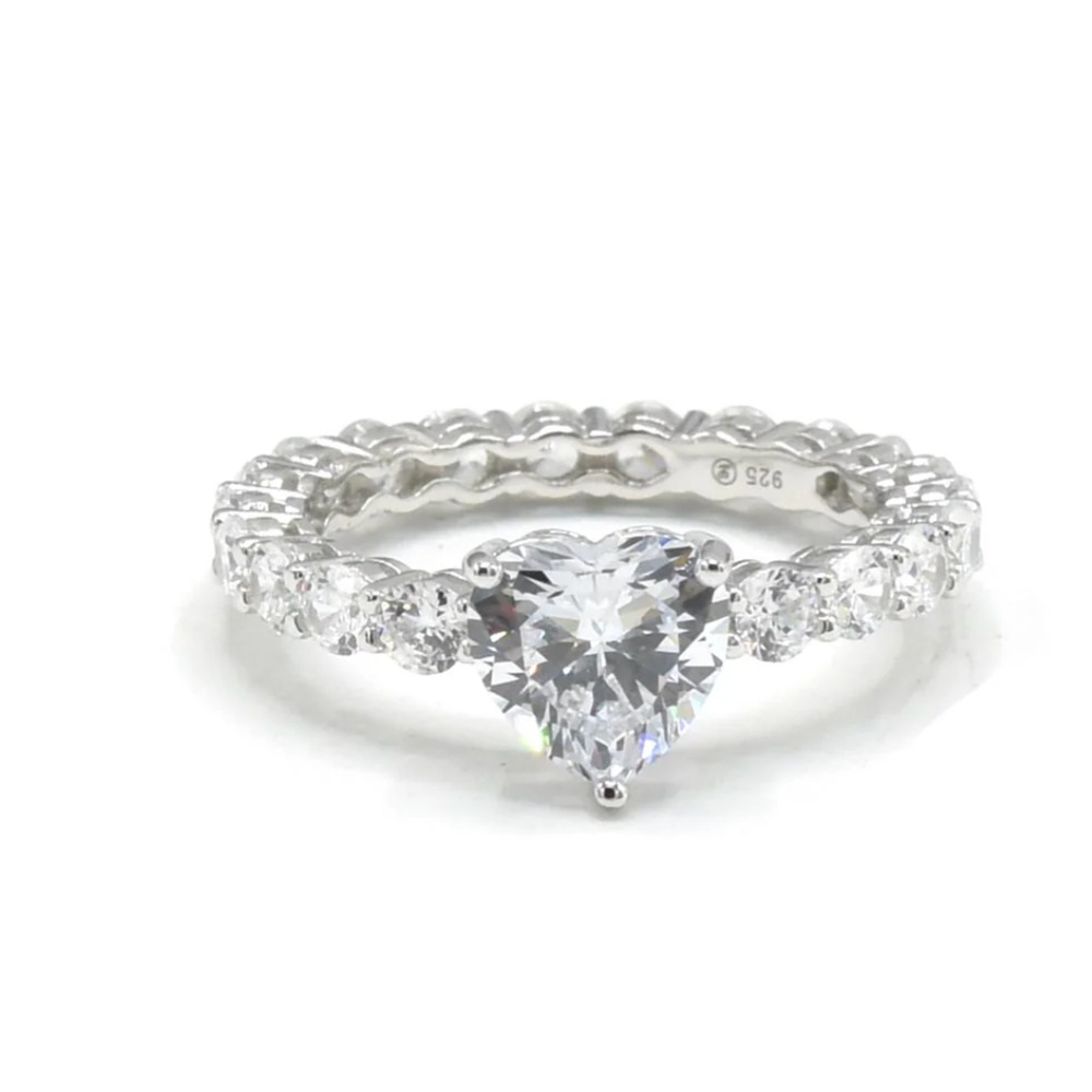 Heart Ring with Cubic Zirconia Elegant & Sparkling Jewelry for Women Size 7